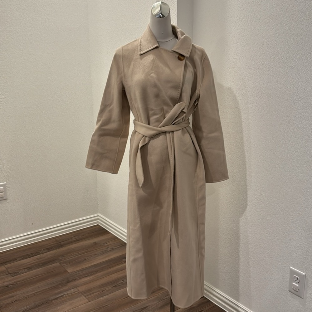 Silk Maison LONG WOOL WRAP COAT in M - Picture 5 of 9